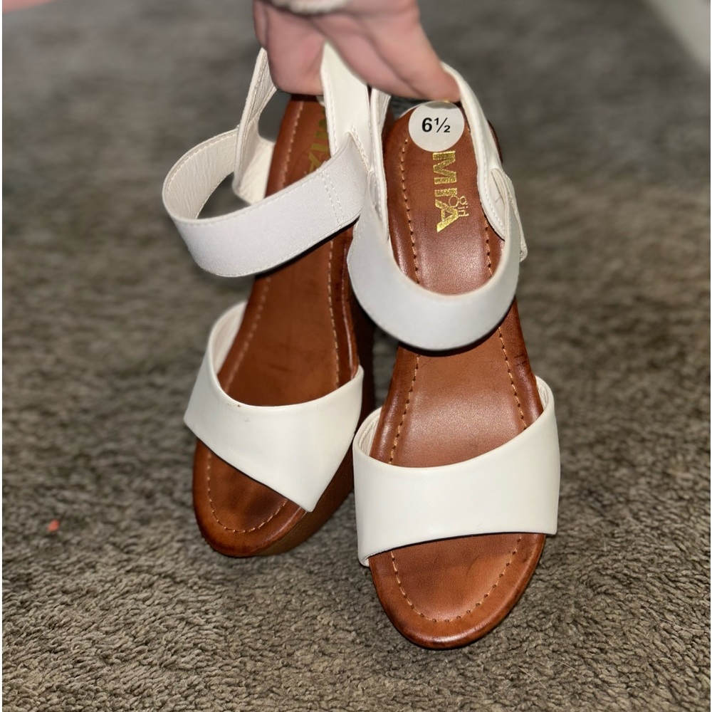 White wedge sandals